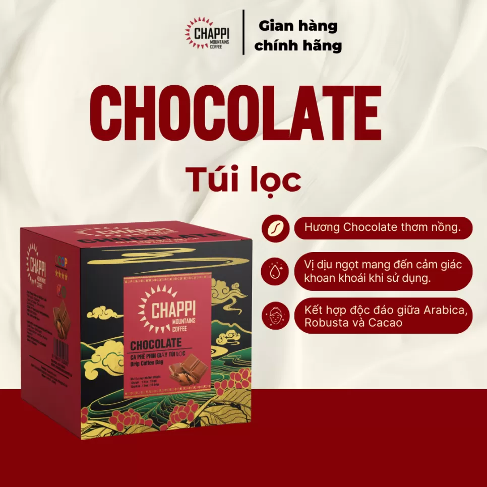 CÀ PHÊ CHOCOLATE PHIN GIẤY ĐỘC ĐÁO (kết hợp giữa Cacao và cà phê)